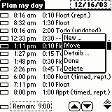 PlanMyDay - Main-screen: Entry menu